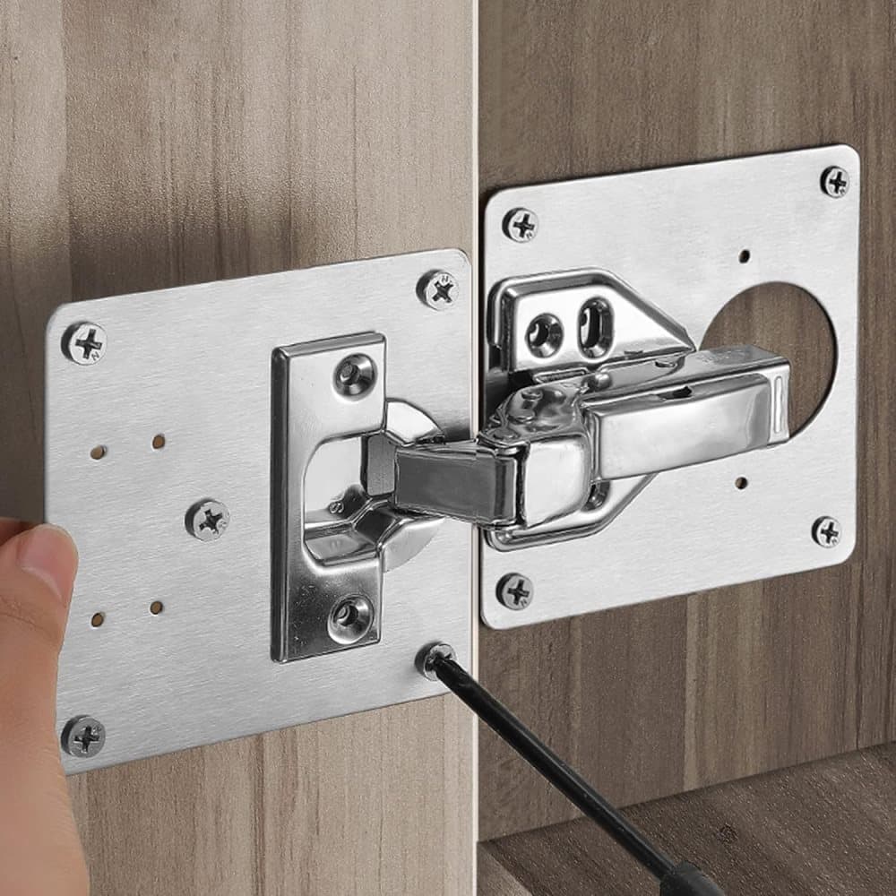 12 pcs Stainless Steel Hinge Repair Plate for Furniture Cabinet Hinges, 9x9 cm, Silver - Image 5