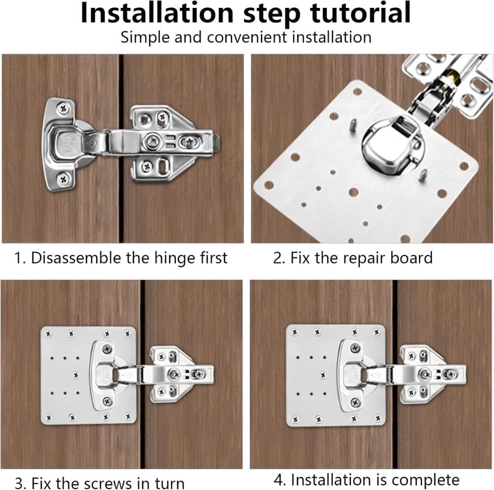 12 pcs Stainless Steel Hinge Repair Plate for Furniture Cabinet Hinges, 9x9 cm, Silver - Image 6