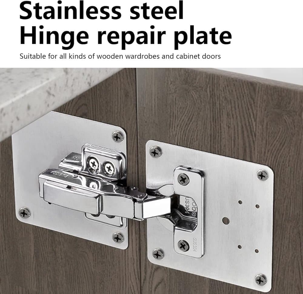 12 pcs Stainless Steel Hinge Repair Plate for Furniture Cabinet Hinges, 9x9 cm, Silver - Image 7