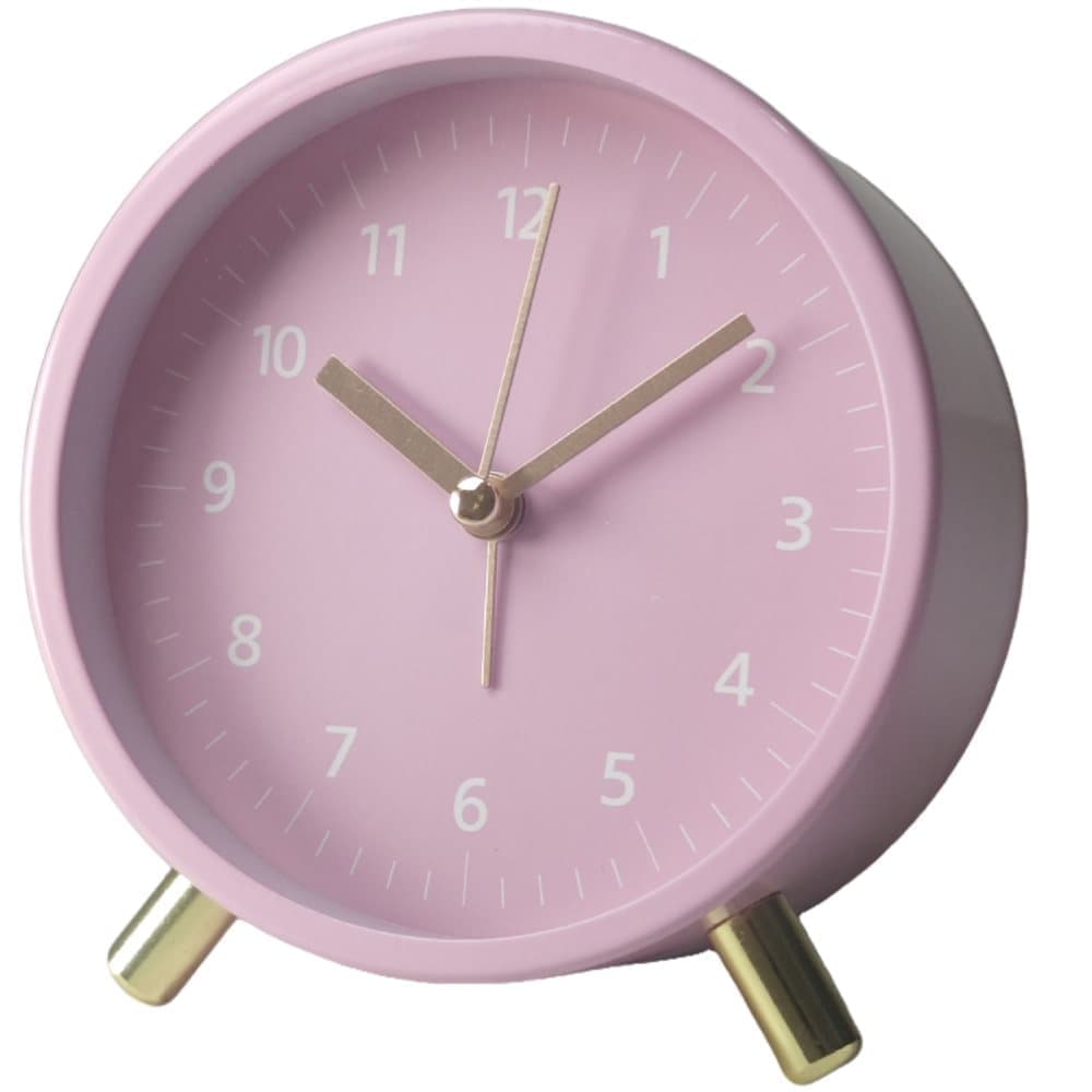 Small Silent Alarm Clock with Night Light and Backlight, Pink, Metal Design for Bedroom Office Living Room - Image 2