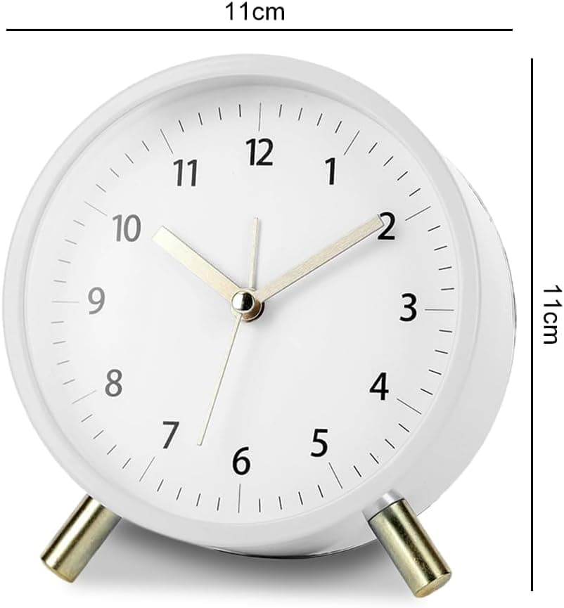 Small Silent Alarm Clock with Night Light and Backlight for Bedroom Office Living Room, Blue, Metal - Image 3