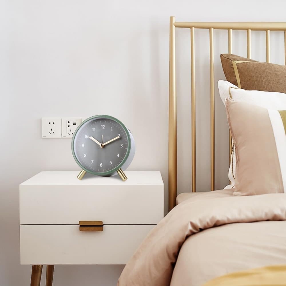 Silent Alarm Clock with Night Light and Backlight, Small Metal Clock for Bedroom Office Living Room, Black - Image 8
