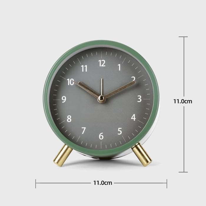 Silent Alarm Clock with Night Light and Backlight, Small Metal Clock for Bedroom Office Living Room, Green - Image 7