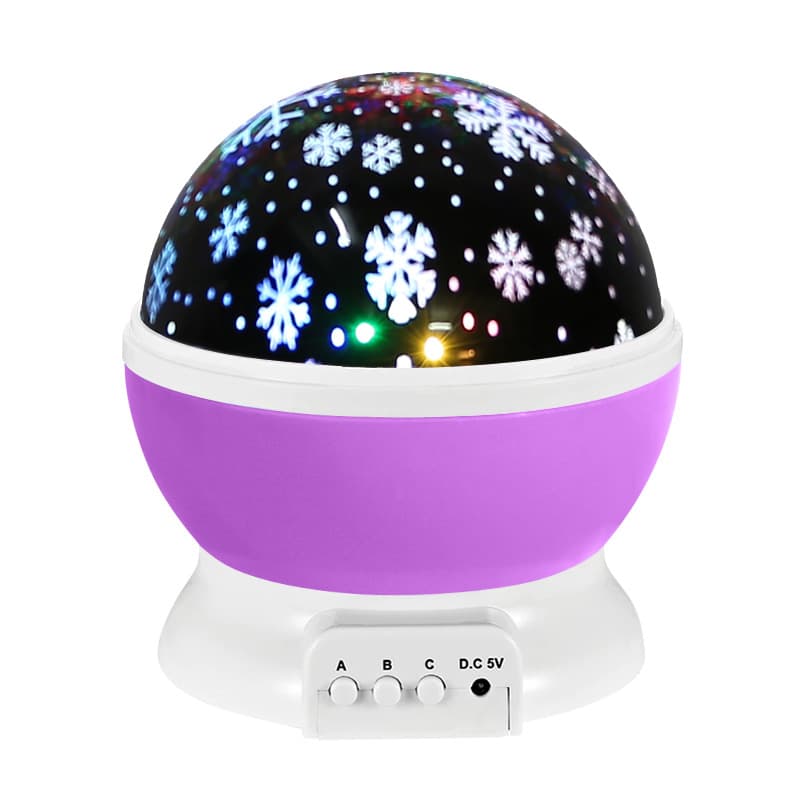 Snowflake LED Projector Lamp with 360° Rotation, Battery or USB Powered, for Christmas Decoration Party Gift, Purple - Image 1