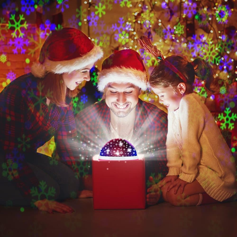 Snowflake LED Projector Lamp with 360° Rotation, Battery or USB Powered, for Christmas Decoration Party Gift, Purple - Image 4