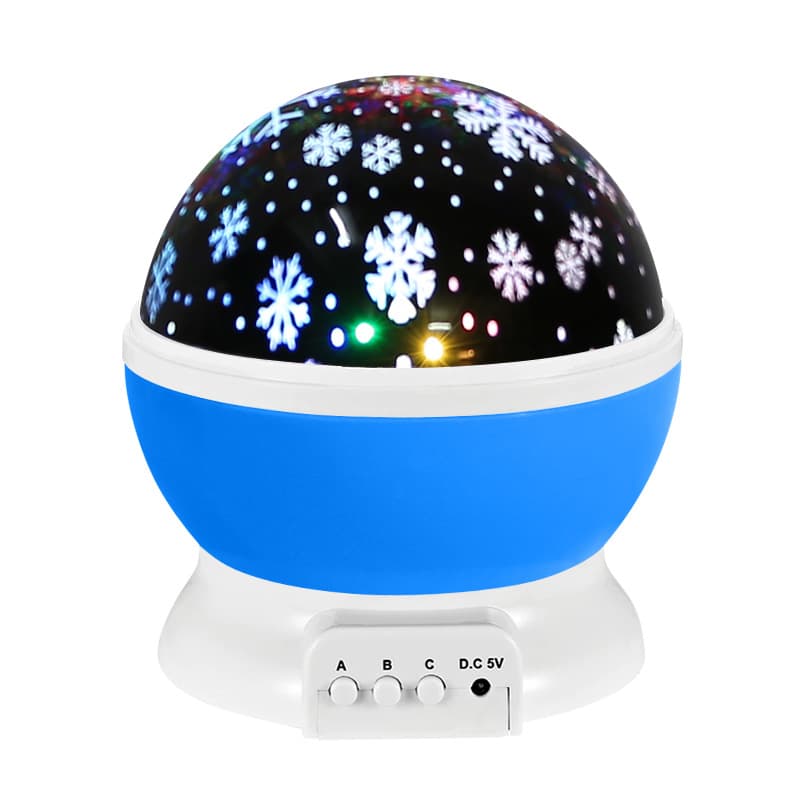 Christmas Snowflake LED Projector Lamp, Blue, with 360° Rotation, Battery or USB Powered, for Christmas Decoration & Party Gift - Image 1