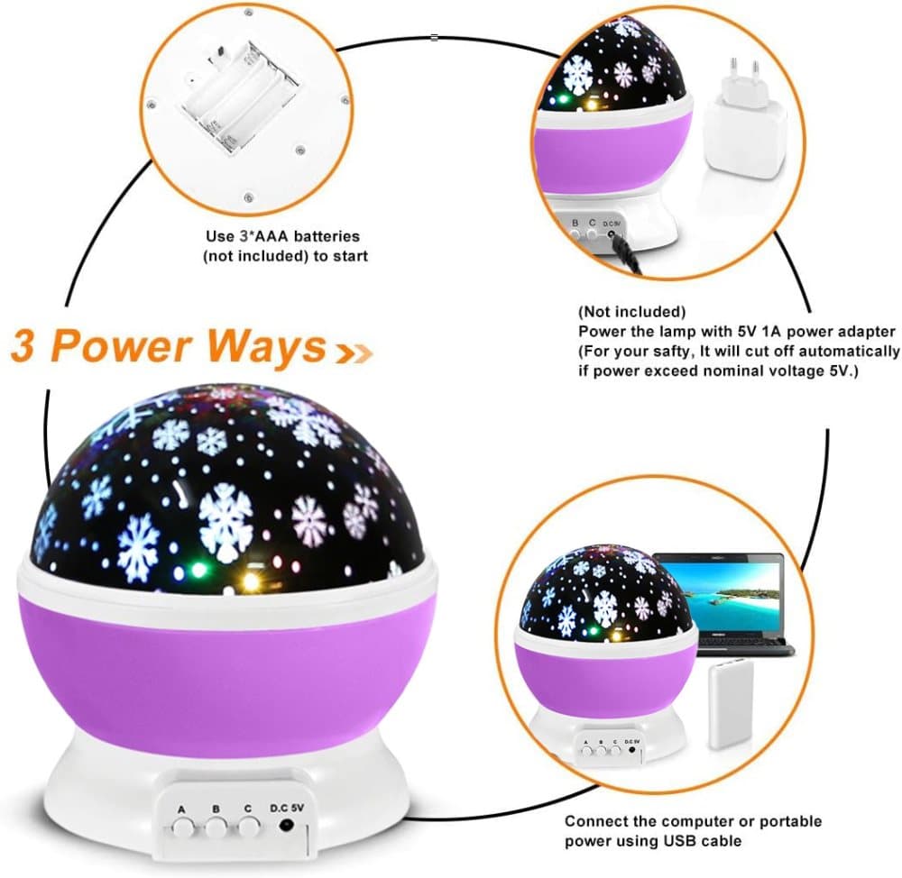 Christmas Snowflake LED Projector Lamp, Blue, with 360° Rotation, Battery or USB Powered, for Christmas Decoration & Party Gift - Image 2