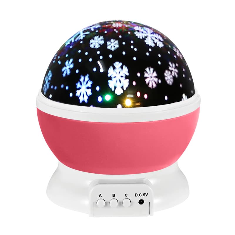 1 Pack Christmas Snowflake LED Projector Lamp with 360° Rotation, Battery or USB Powered for Party Decoration, Pink - Image 1