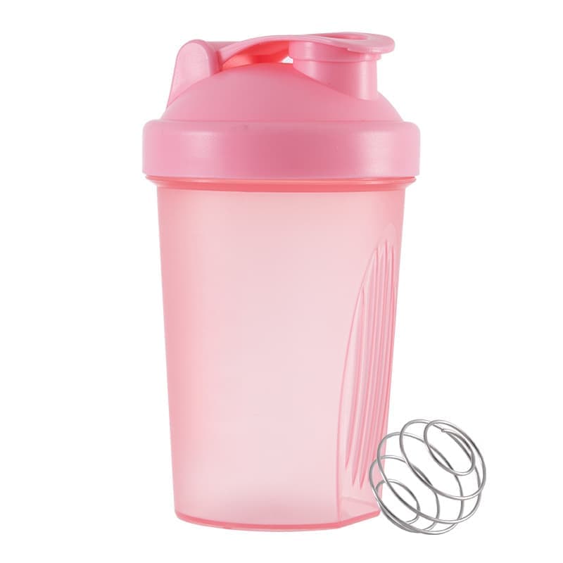 Protein Shaker 400 ml, Pink, Leak-proof Water Bottle with Stainless Steel Strainer and Measuring Scale - Image 1