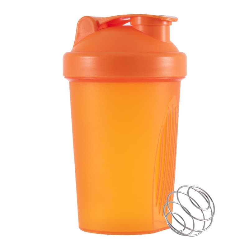 400ml Protein Shaker with Leak-proof Design, Stainless Steel Strainer and Measuring Scale, Multiple Colors (Orange) - Image 1