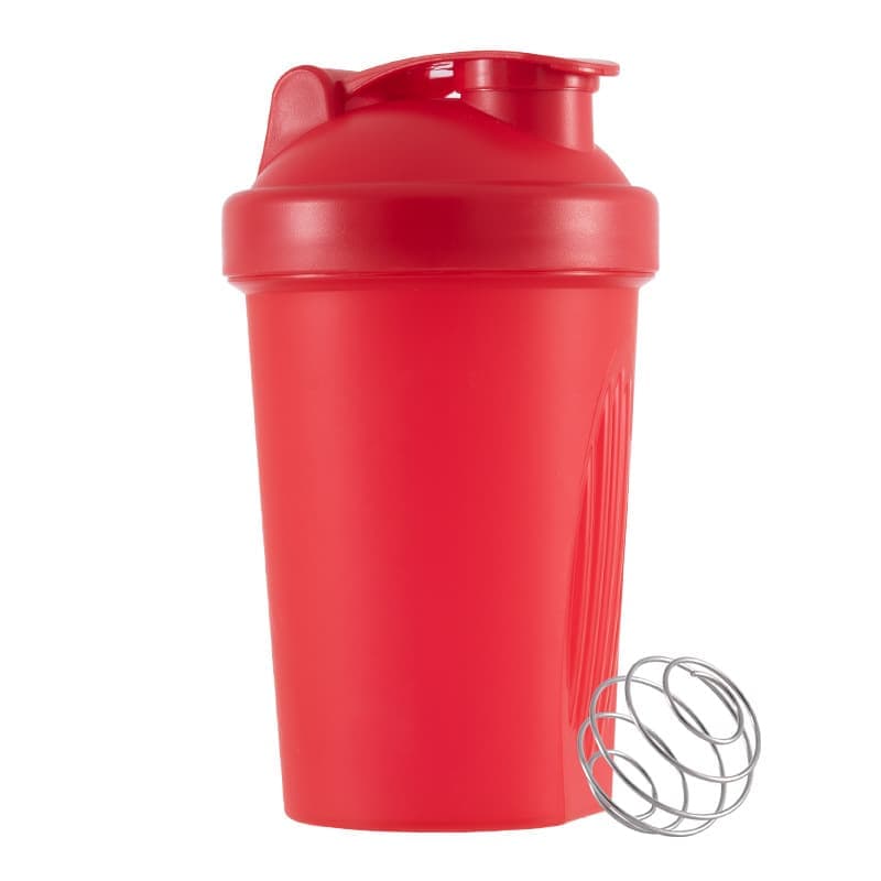400ml Protein Shaker with Leak-proof Lid, Stainless Steel Strainer and Measuring Scale, RED - Image 1
