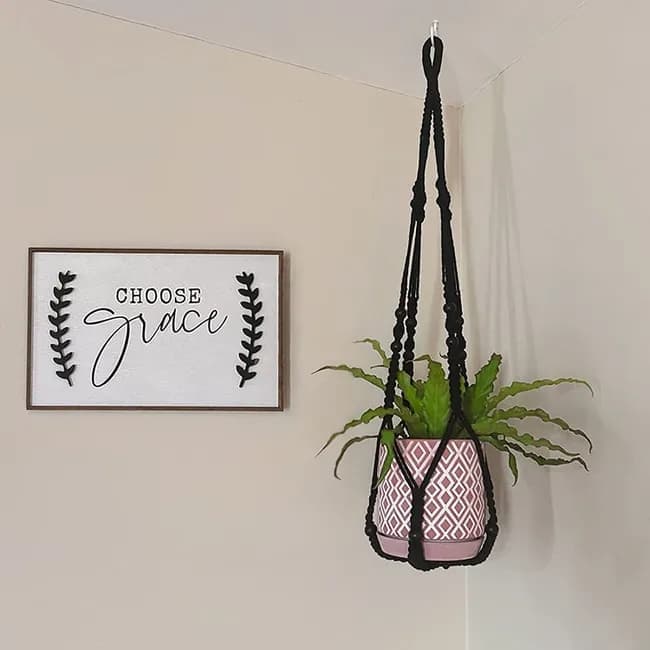 3 pcs Bohemian Plant Hanger for Indoor Plants with Braided Rope Beads and Lace Decoration, 35 Inch, Black - Image 5