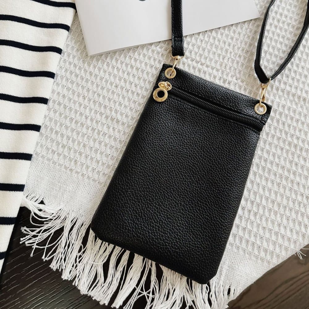 Lycas Phone Bag with Shoulder Strap, 19cm x 12.5cm, Black - Image 2