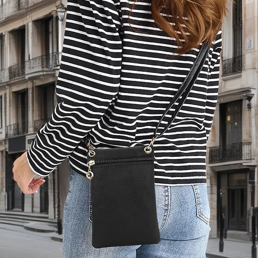 Lycas Phone Bag with Shoulder Strap, 19cm x 12.5cm, Black - Image 4