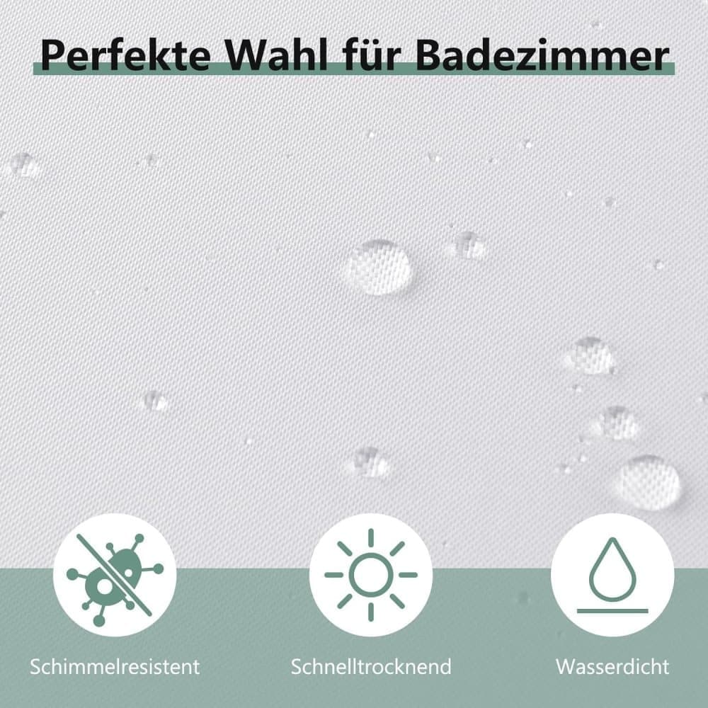 Waterproof Shower Curtain 180x180cm, Mold Resistant Quick-Drying, Light Green, for Outdoor Shower and Bathroom - Image 3