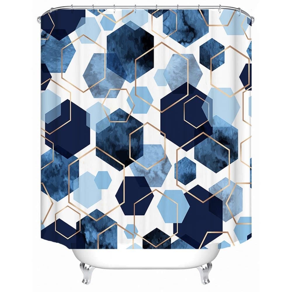 Bohemian Waterproof Mildew Resistant Shower Curtain with Marble Pattern, 71x72 inches - Image 2