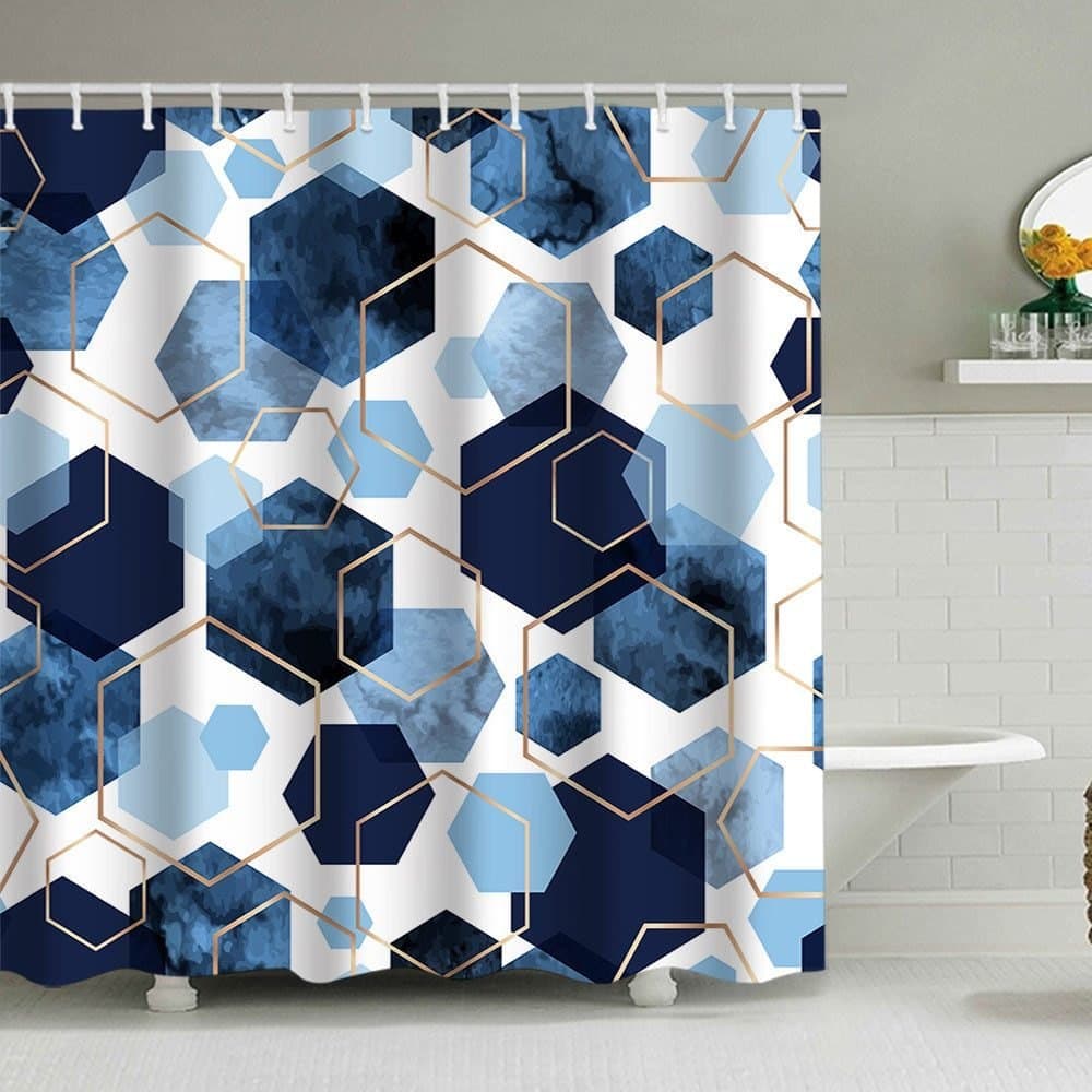 Bohemian Waterproof Mildew Resistant Shower Curtain with Marble Pattern, 71x72 inches - Image 8