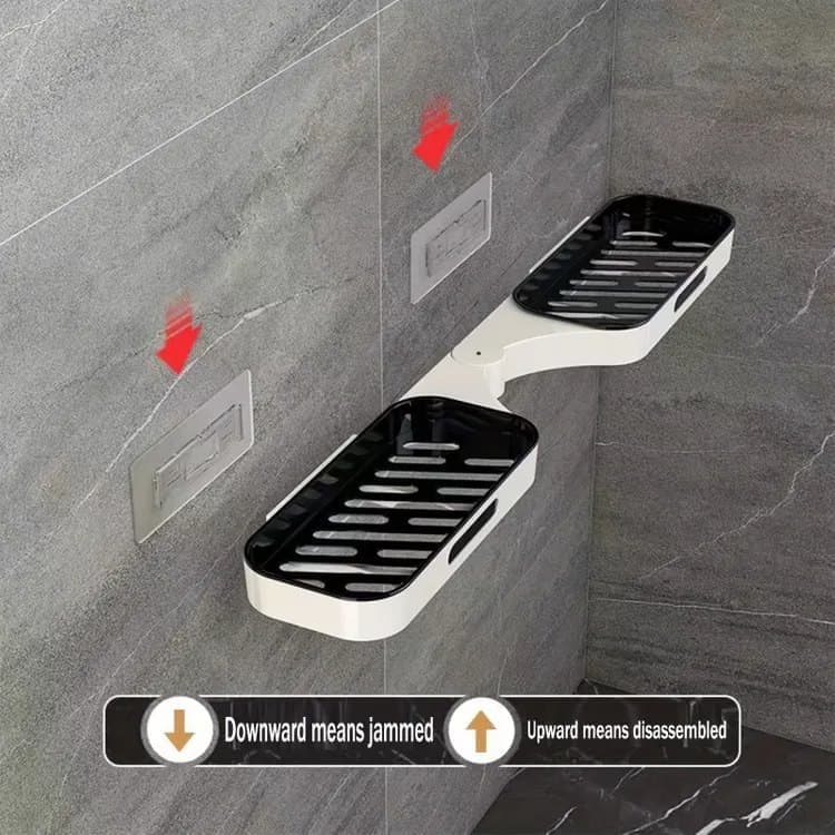 Rotatable Shower Shelf Self-Adhesive Bathroom Storage Shelf, Gray/White - Image 3