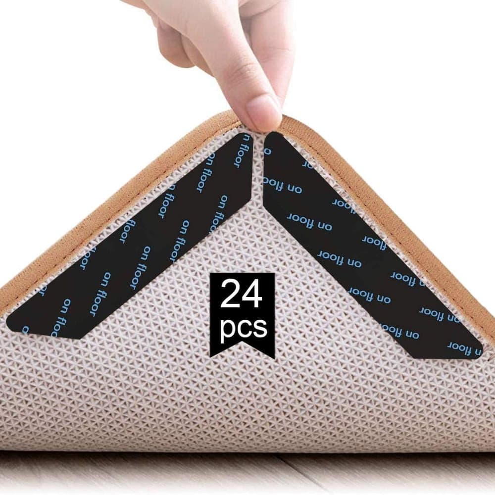 24 Non-Slip Mats Black, Washable and Reusable for Carpets and Floors, 13 x 2.5 cm - Image 1