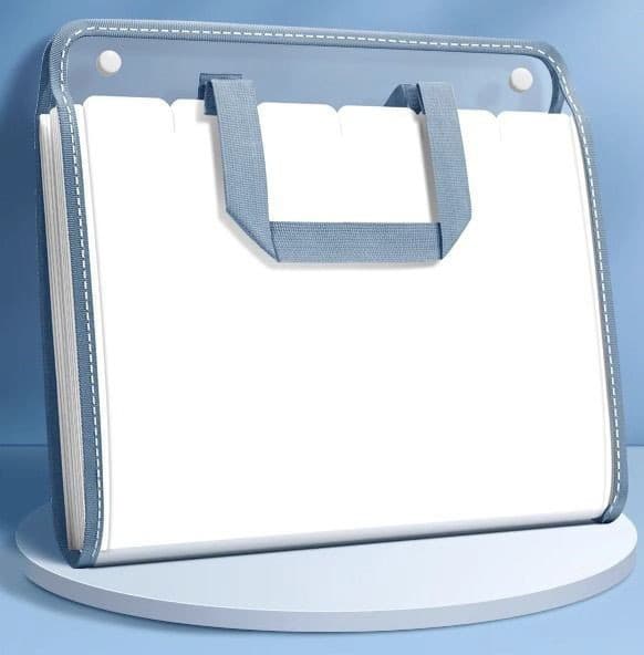 13 Compartments A4 Document Folder, Blue, Waterproof with Snaps, for School and Home, Compatible with Office Supplies, A4 Size - Image 1