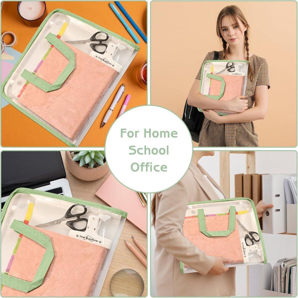 13 Compartments A4 Document Folder, Transparent Waterproof with Snaps, Light Brown, Compatible with Office Supplies - Image 7