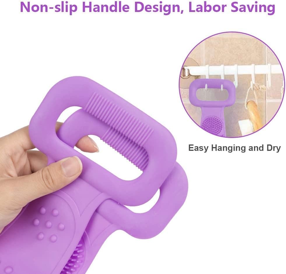 Soft Exfoliating Silicone Body Brush for Women and Men, with Massage Particles, Purple - Image 6