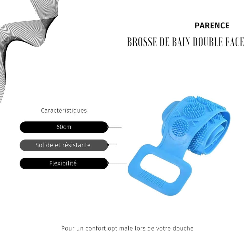 Silicone Body Brush Back Scrubber for Women and Men, Soft Exfoliating Bath Shower Brush with Massage Particles, Blue - Image 2