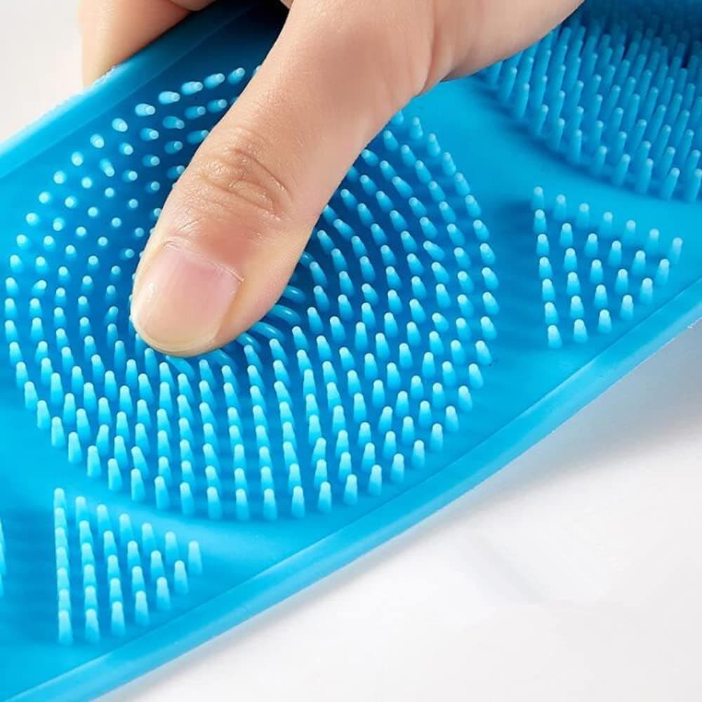 Silicone Body Brush Back Scrubber for Women and Men, Soft Exfoliating Bath Shower Brush with Massage Particles, Blue - Image 6