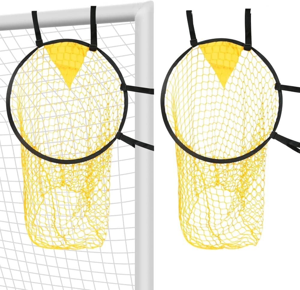 2-Pack Soccer Goal Net for Shooting Training, Portable Foldable, 6x4ft, Yellow - Image 1