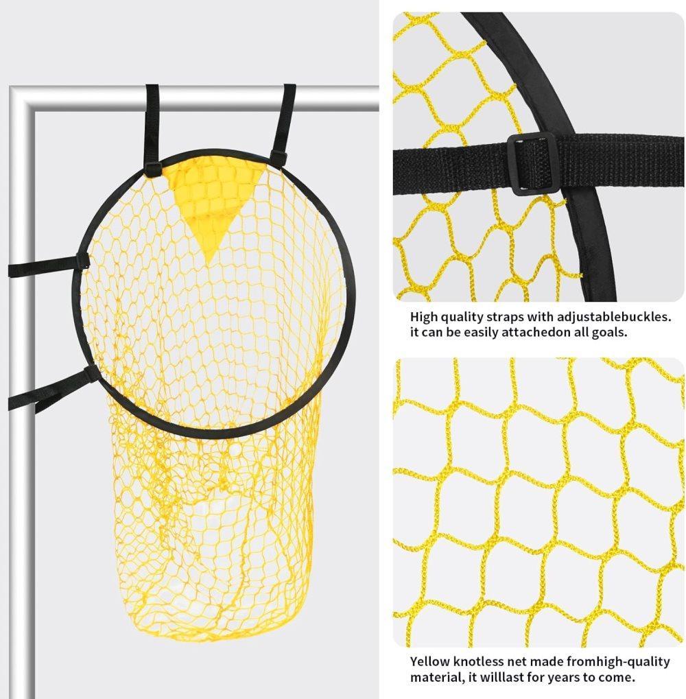 2-Pack Soccer Goal Net for Shooting Training, Portable Foldable, 6x4ft, Yellow - Image 2