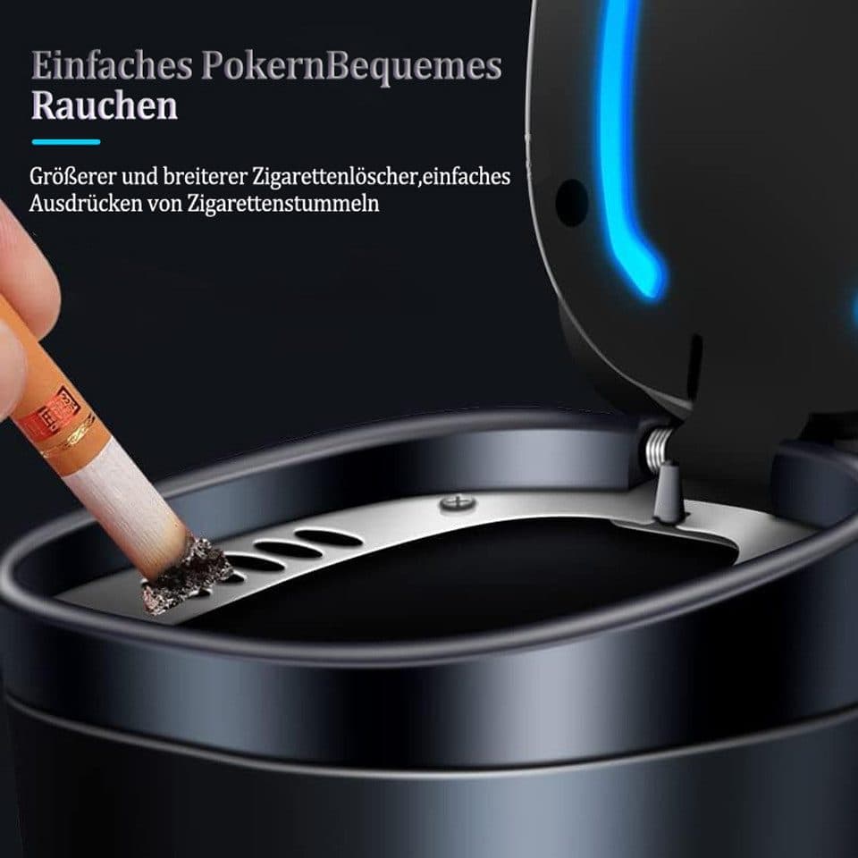Portable LED Ashtray with Lid, Odorless Automatic Extinguishing Car Ashtray, Compatible with All Brands, Black - Image 5