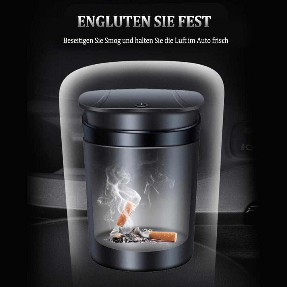 Portable LED Ashtray with Lid, Odorless Automatic Extinguishing Car Ashtray, Compatible with All Brands, Black - Image 7
