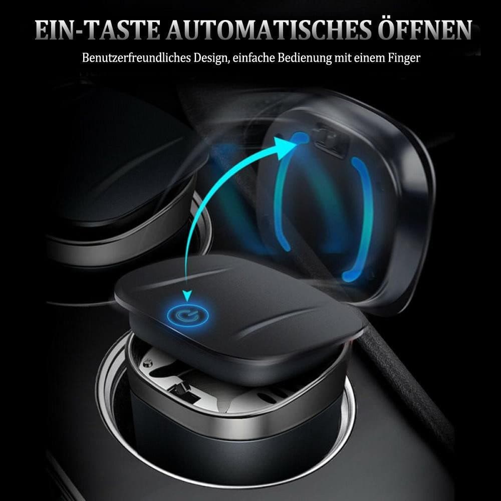 Portable Car Ashtray with Lid, Odorless Automatic Extinguishing & LED Light, Silver - Image 4