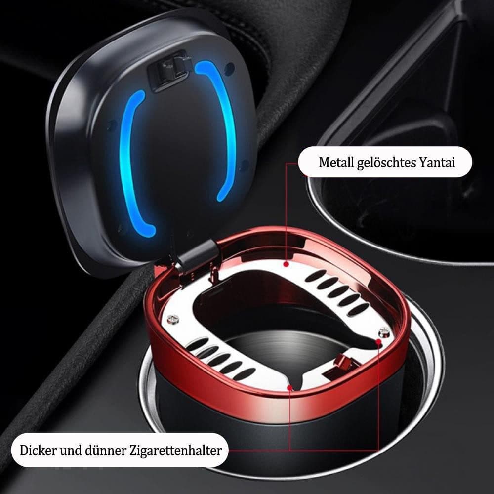 Portable Car Ashtray with Lid, Odorless Automatic Extinguishing & LED Light, Silver - Image 8