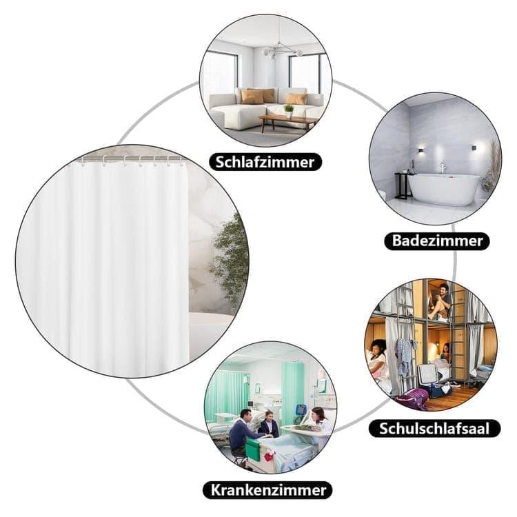 12 Hooks Solid Color Waterproof Shower Curtain for Bathroom, 180x180 cm, Mildew Resistant PEVA, Light Yellow - Image 6