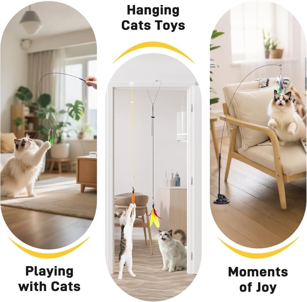17 Pieces Cat Toy, Interactive Self-Feeding Fishing Toy with Suction Cup - Image 5