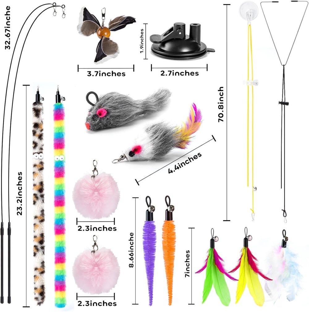 17 Pieces Cat Toy, Interactive Self-Feeding Fishing Toy with Suction Cup - Image 8