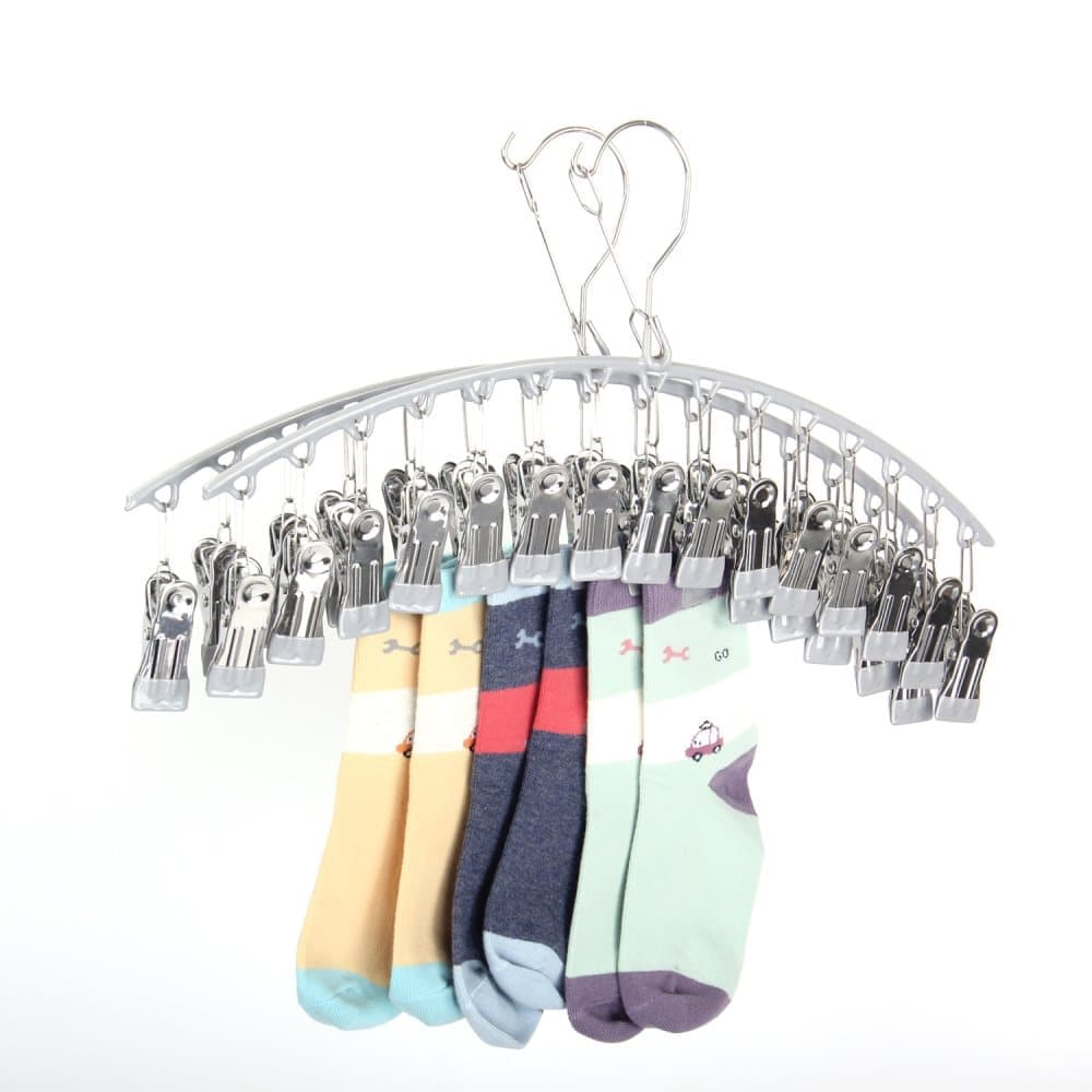 2-Pack Metal Windproof Trouser Skirt Hanger with 15 Clips - Image 3