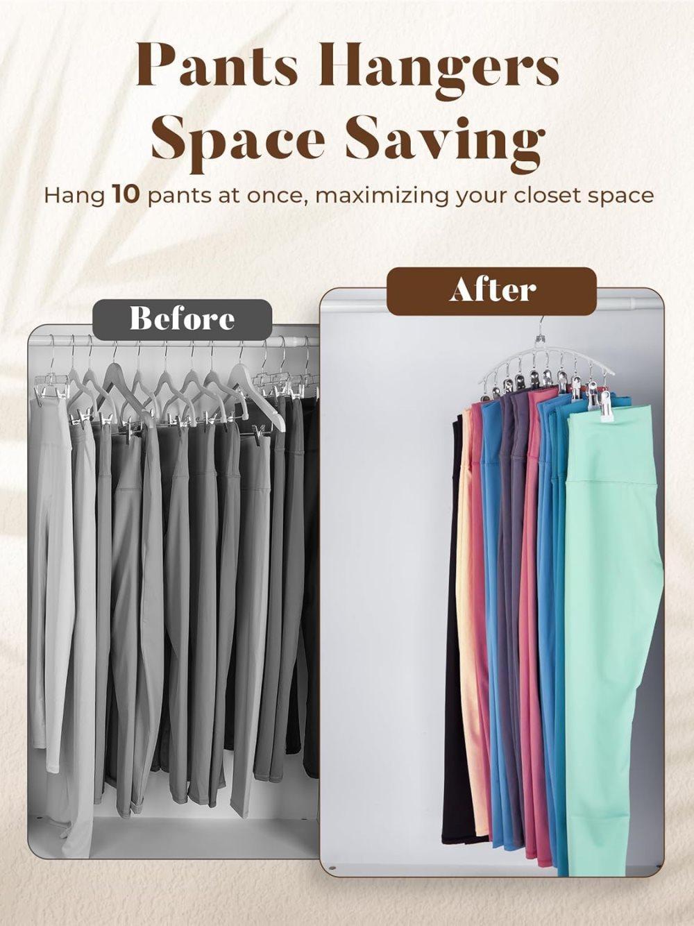 2-Pack Metal Windproof Trouser Skirt Hanger with 15 Clips - Image 6
