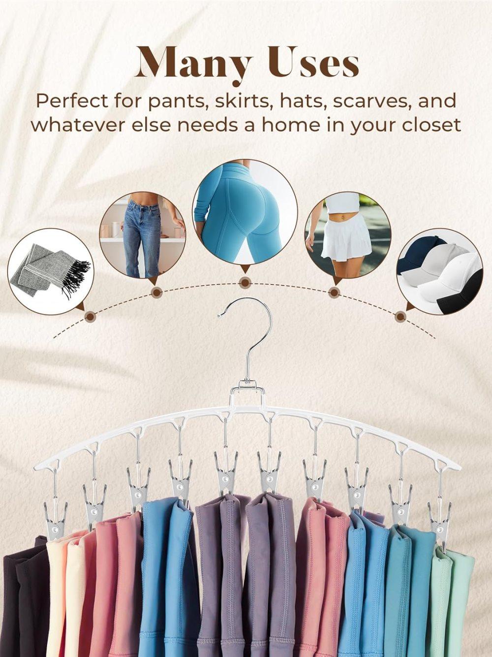 2-Pack Metal Windproof Trouser Skirt Hanger with 15 Clips - Image 7
