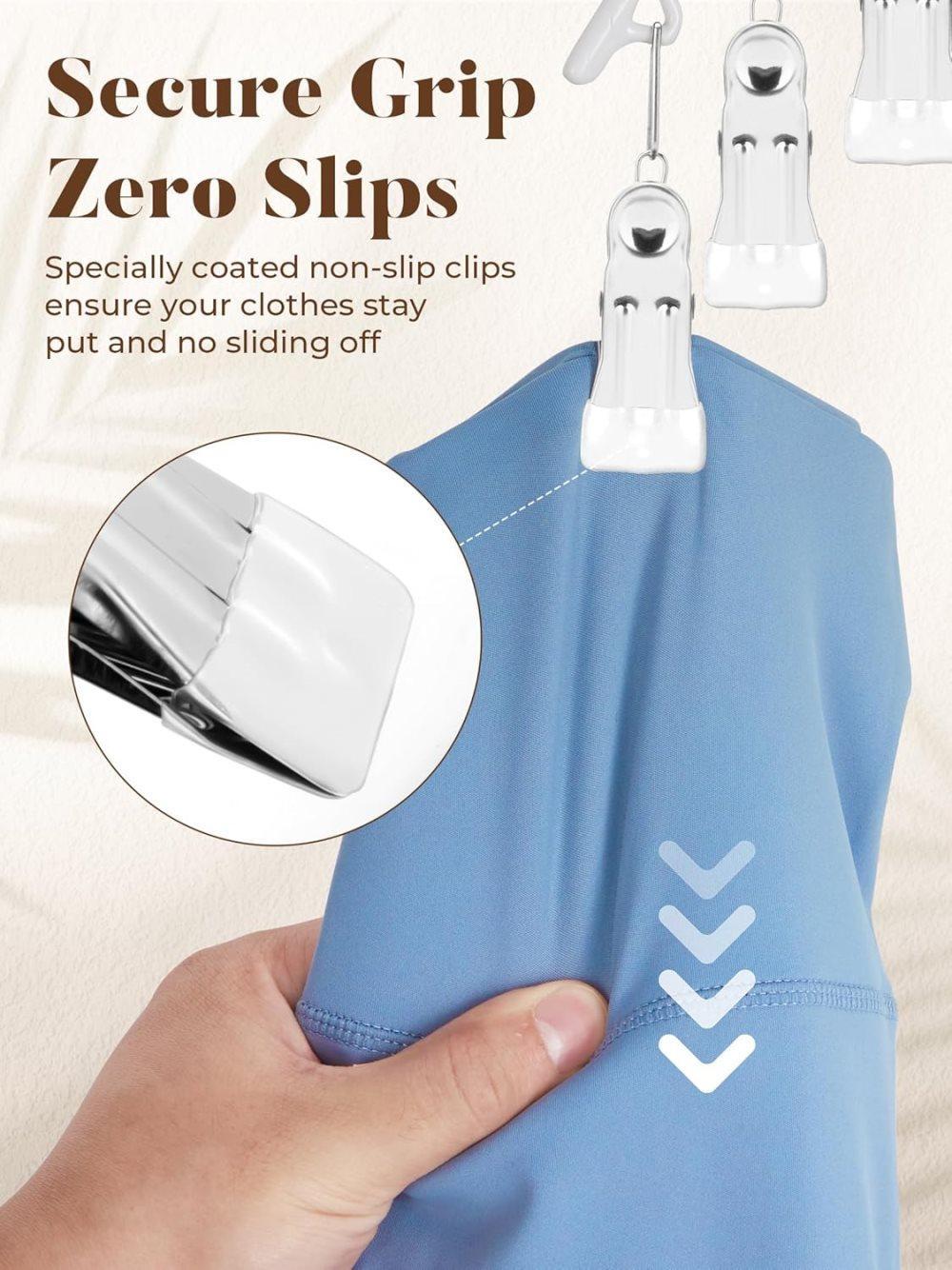 2-Pack Metal Windproof Trouser Skirt Hanger with 15 Clips - Image 8