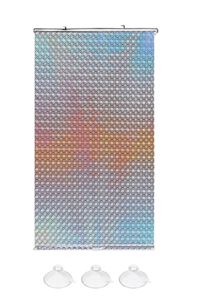 Blackout Curtain with Suction Cups, Removable Window and Car Sunshade, Telescopic Roller Blind, Black and Silver, 40×60cm - Image 1