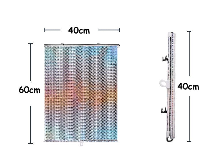 Blackout Curtain with Suction Cups, Removable Window and Car Sunshade, Telescopic Roller Blind, Black and Silver, 40×60cm - Image 8