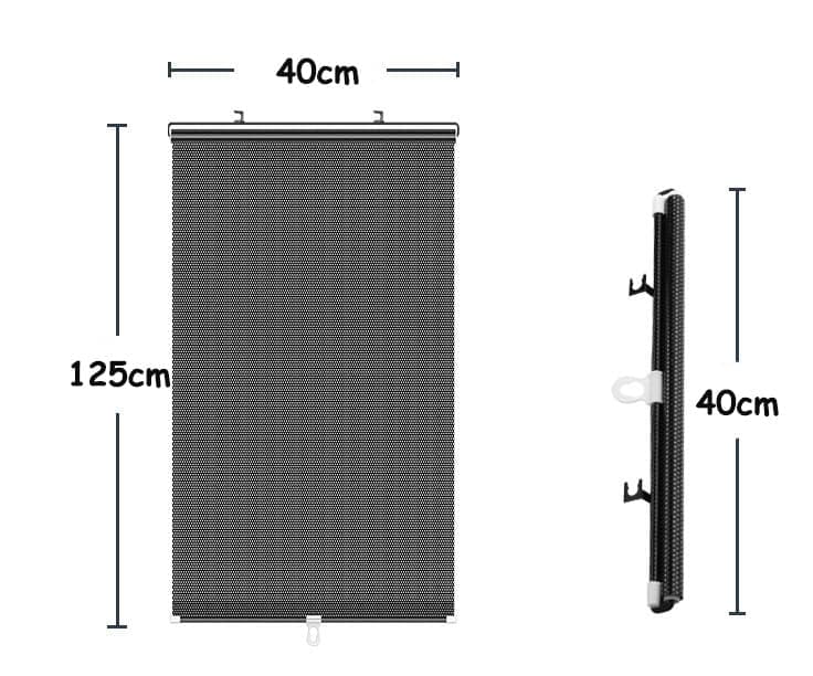 Removable Blackout Curtain Roller Blind with Suction Cups, Telescopic Portable Sunshade for Windows and Cars, 40×125cm, Black - Image 8
