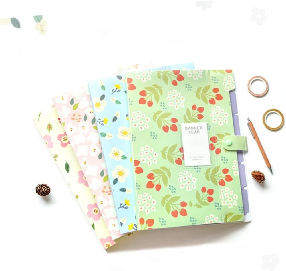 8 Compartments A4 Document Folder Waterproof Floral Pattern, with A4 Size, Yellow - Image 5