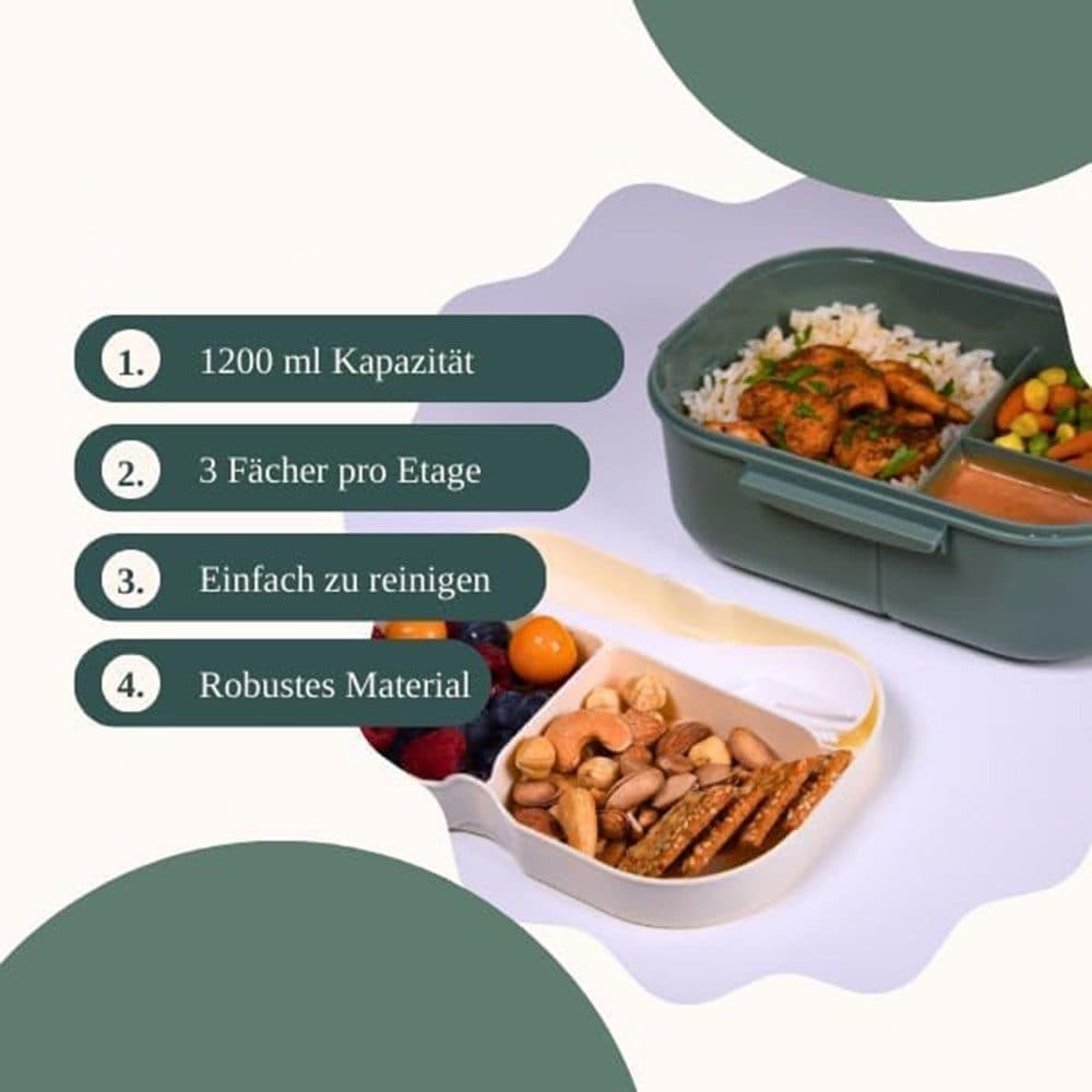 Lunch Box with Compartments for Kids and Adults, Blue, 14.5x21x8 cm - Image 4