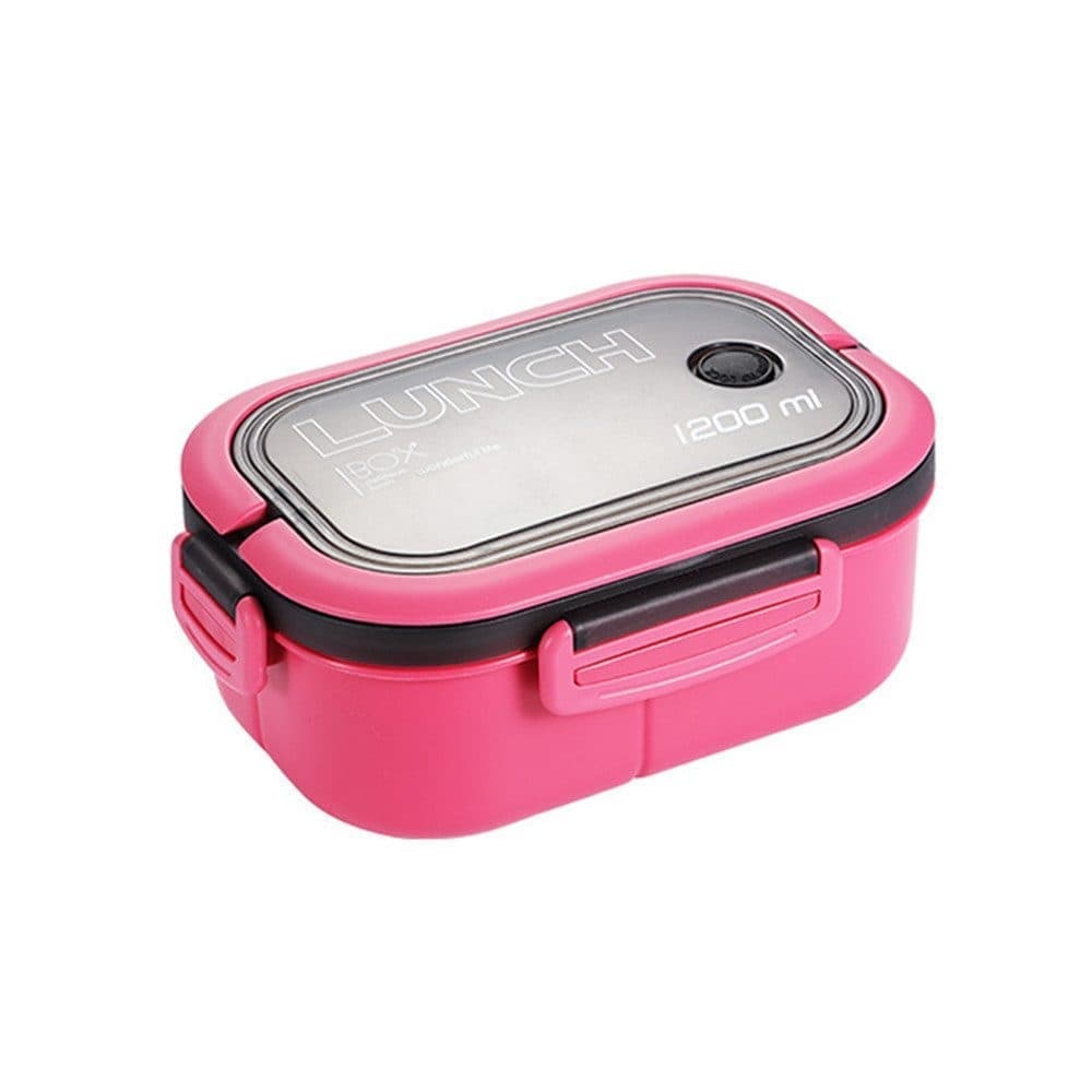 Children and Adults Lunch Box with Compartments, 14.5x21x8 cm, Reusable, Pink - Image 1