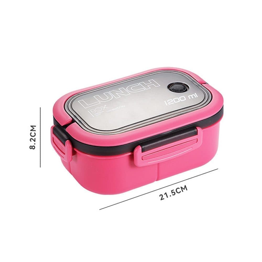 Children and Adults Lunch Box with Compartments, 14.5x21x8 cm, Reusable, Pink - Image 2