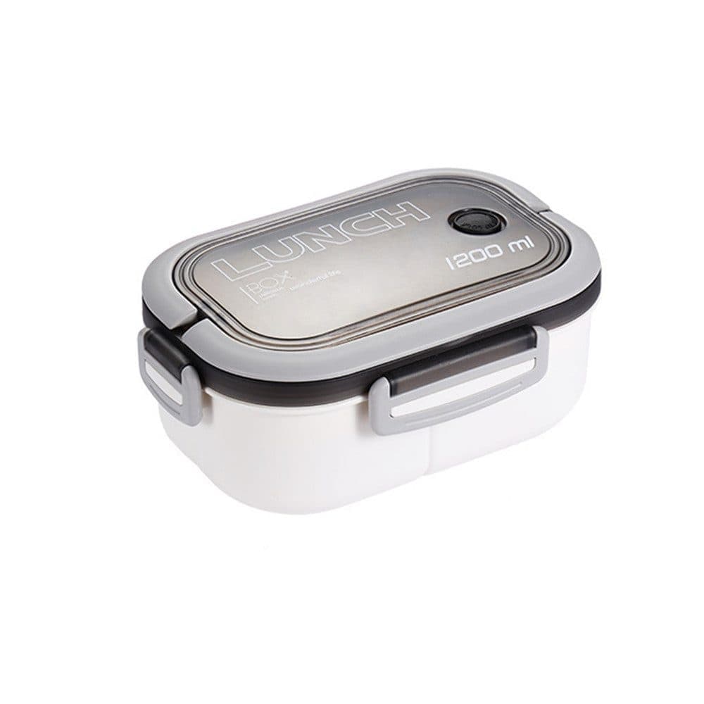 Children and Adults Lunch Box with Compartments, 14.5x21x8 cm, Practical Reusable, White - Image 1