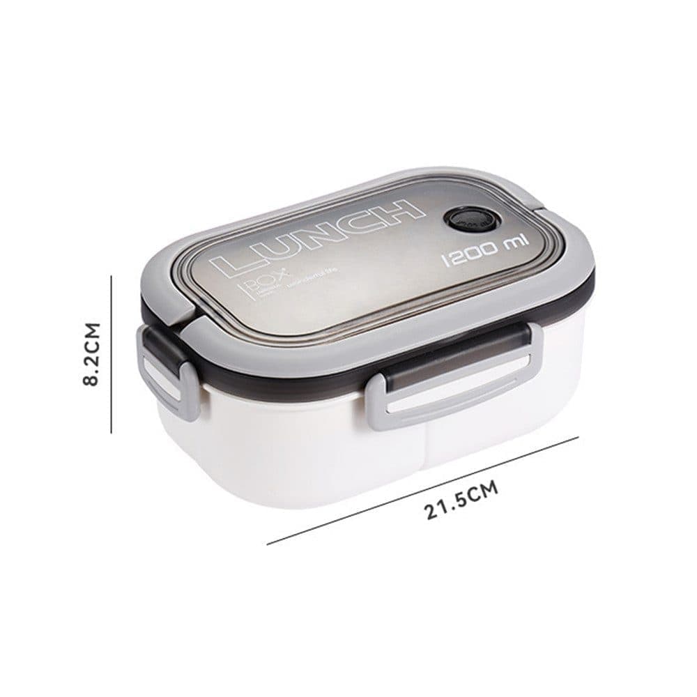 Children and Adults Lunch Box with Compartments, 14.5x21x8 cm, Practical Reusable, White - Image 2